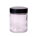 hot sell 75ml  2.5oz wide mouth cylinder glass storage glass food honey jar with black lid